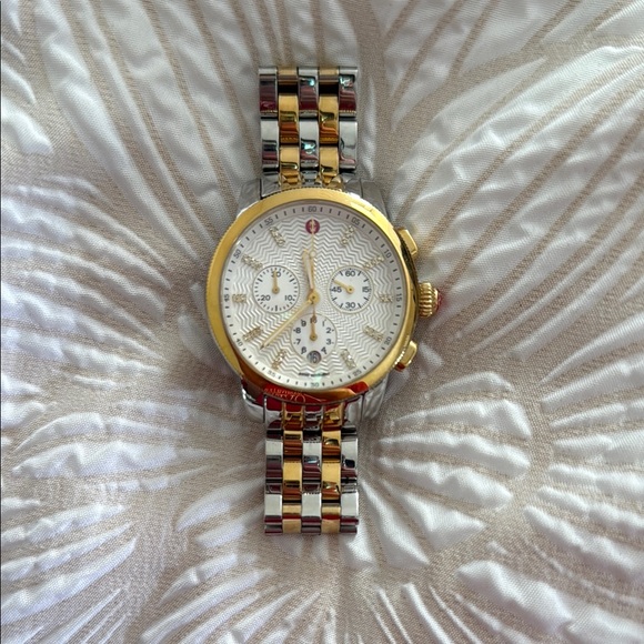 Michele Uptown Gold and Silver Chronograph Watch